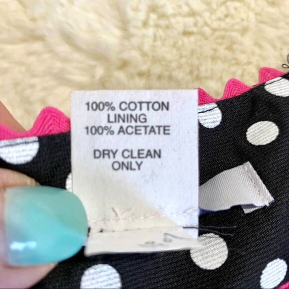 Acorn Black and White Polka Dot Knife Pleated Pink Trim Skirt Size 6 - Picture 6 of 10